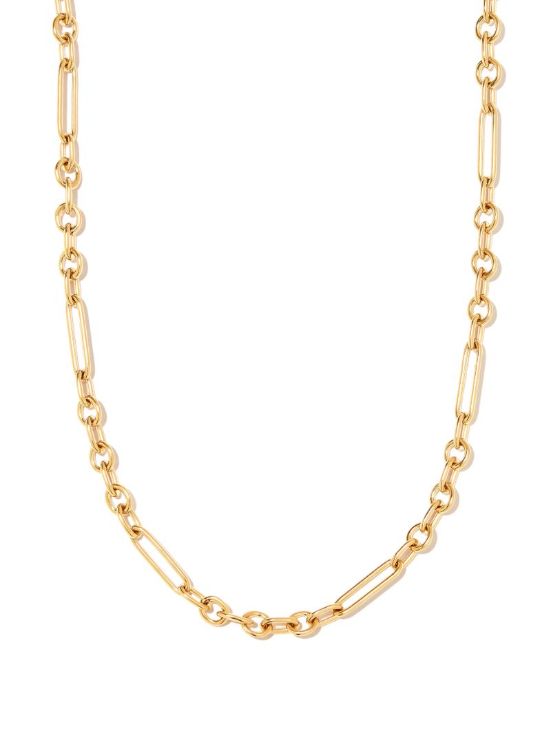 18k Yellow Gold Small Mixed Link Chain Necklace