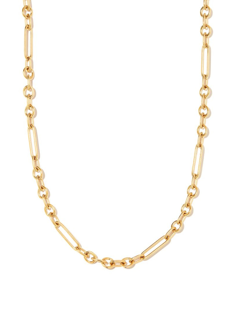 18k Yellow Gold Small Mixed Link Chain Necklace