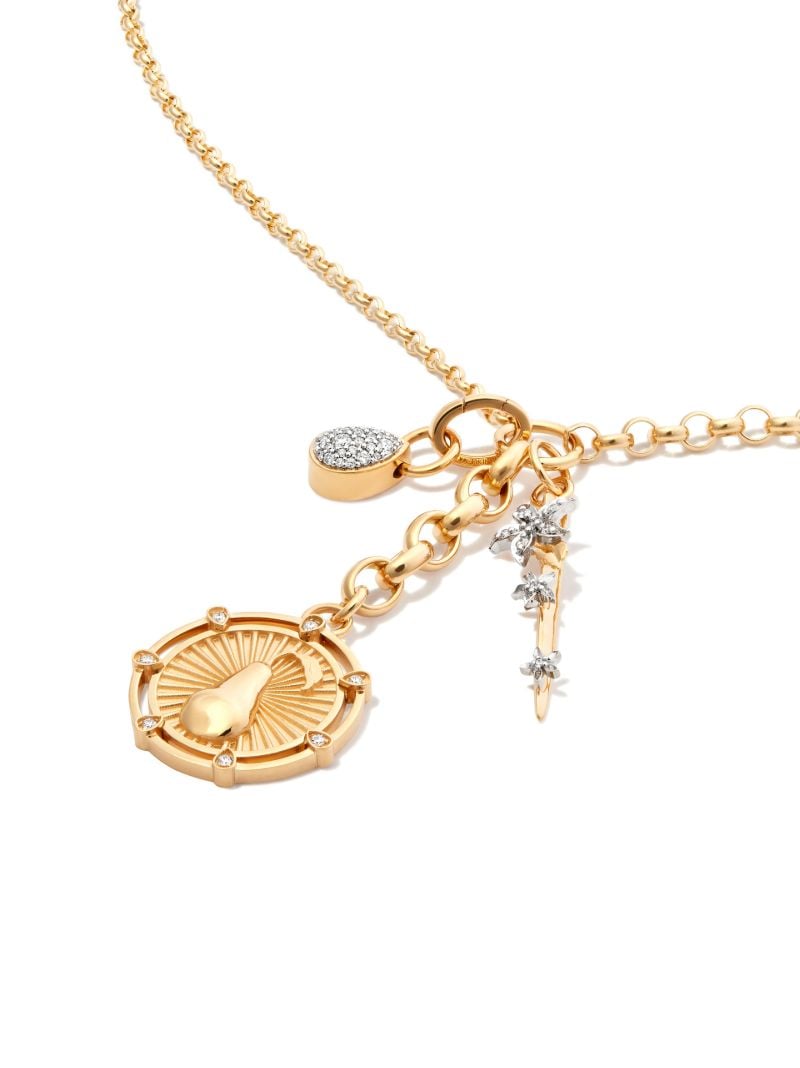 18k Yellow Gold Thorn and Pear Diamond Pendant Necklace