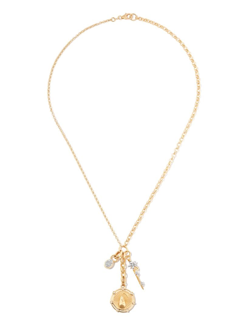 18k Yellow Gold Thorn and Pear Diamond Pendant Necklace