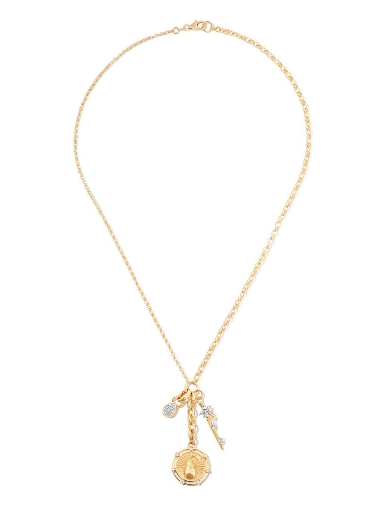 18k Yellow Gold Thorn and Pear Diamond Pendant Necklace