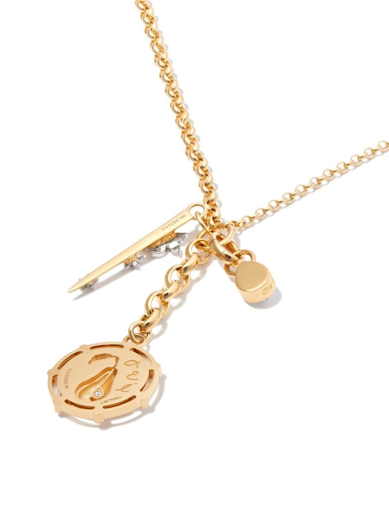18k Yellow Gold Thorn and Pear Diamond Pendant Necklace