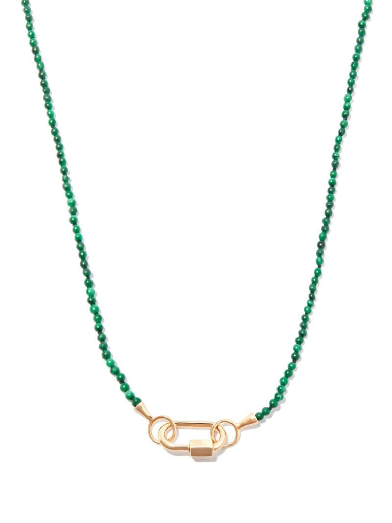 14k Yellow Gold Itty Bitty Strand Malachite Necklace