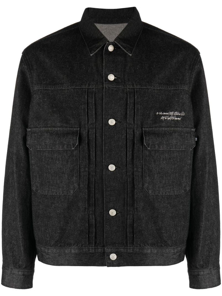 Black Graphic Denim Jacket
