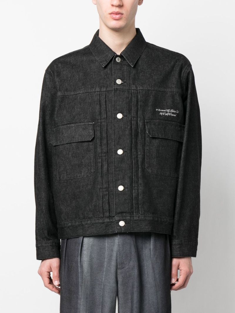 Black Graphic Denim Jacket