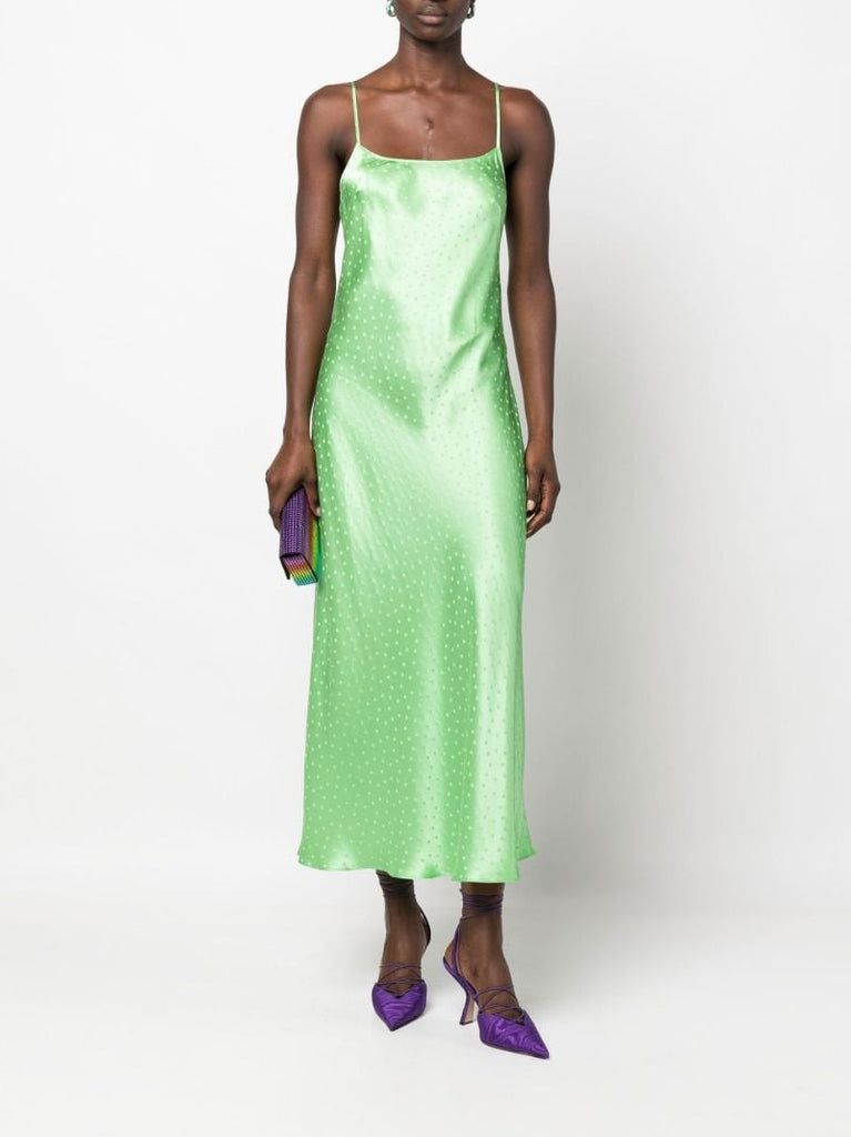 Green Holly Polka Dot Silk Dress