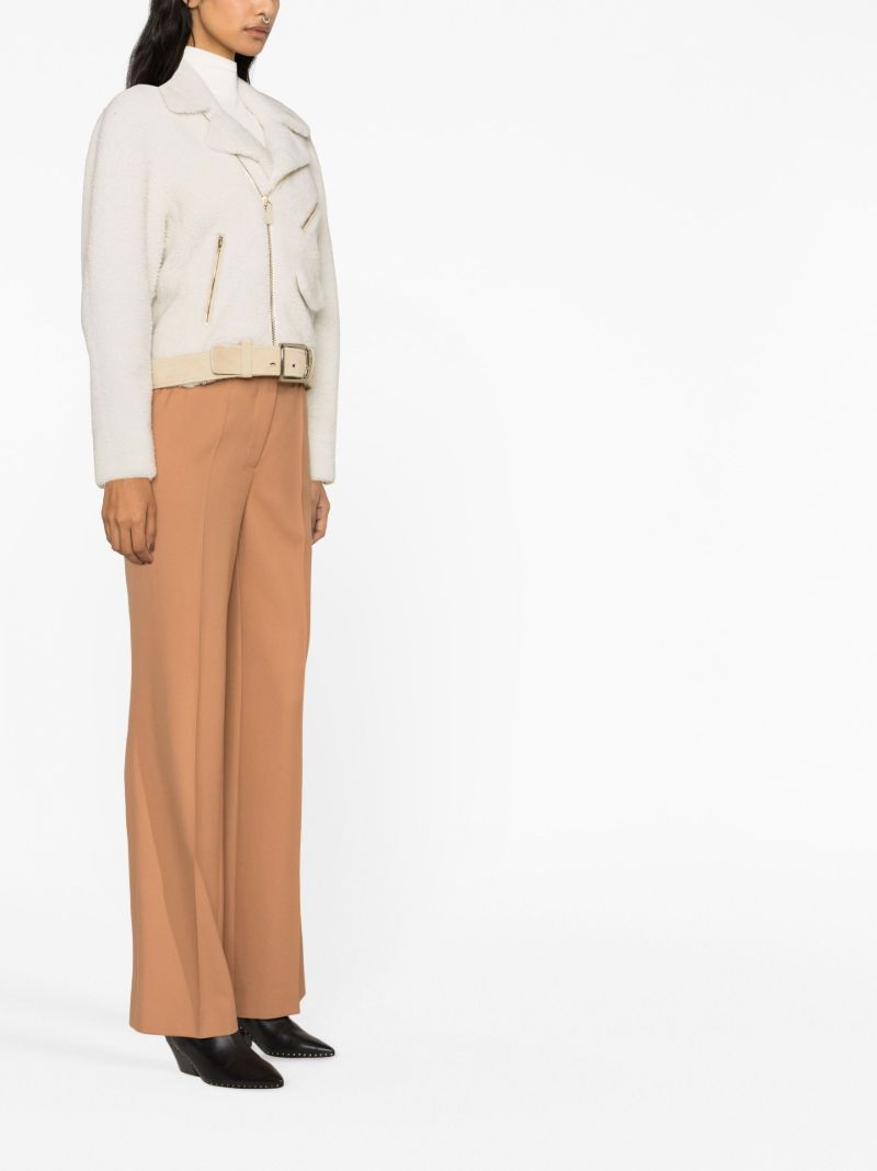 White Shearling Biker Jacket