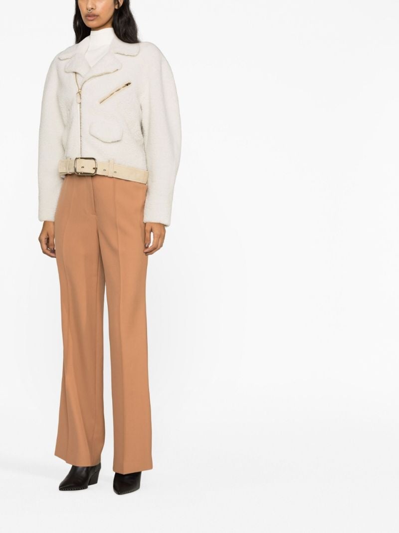 White Shearling Biker Jacket