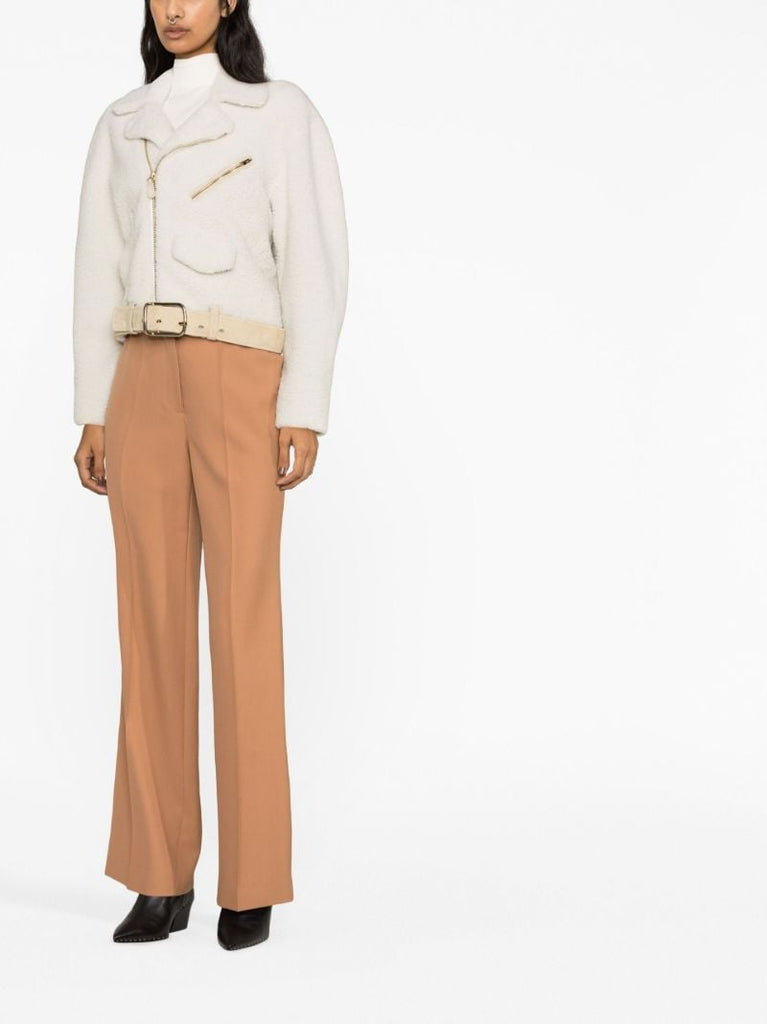 White Shearling Biker Jacket