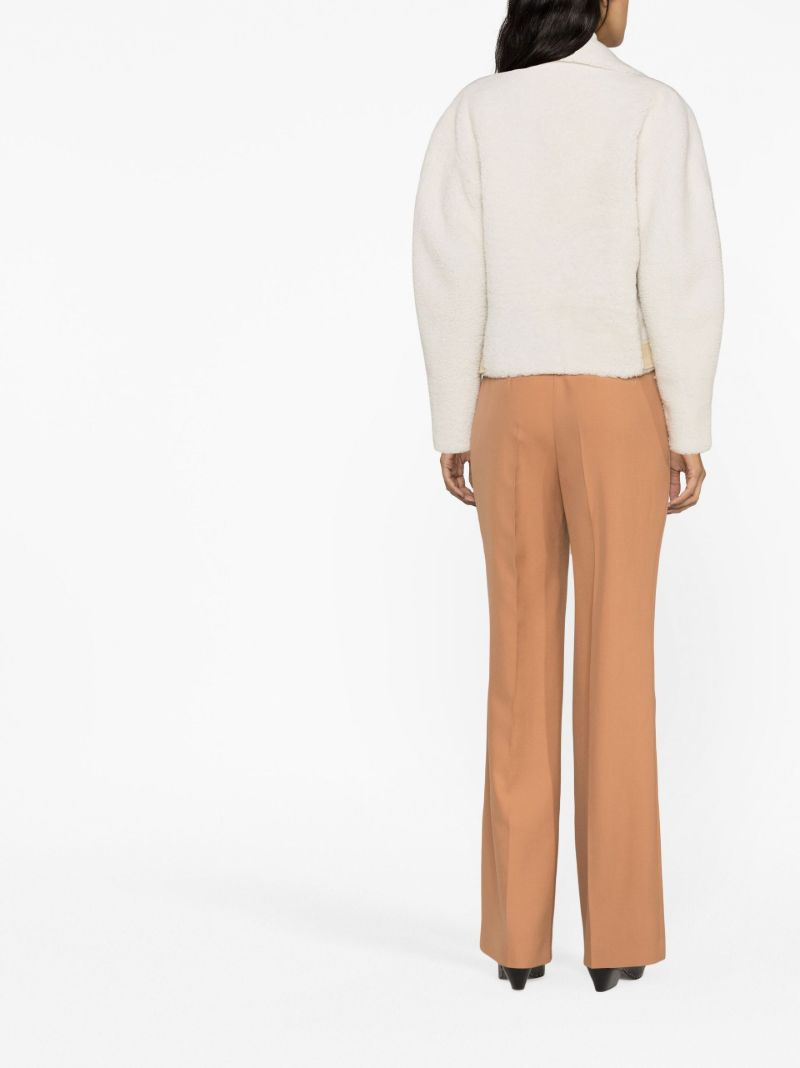 White Shearling Biker Jacket