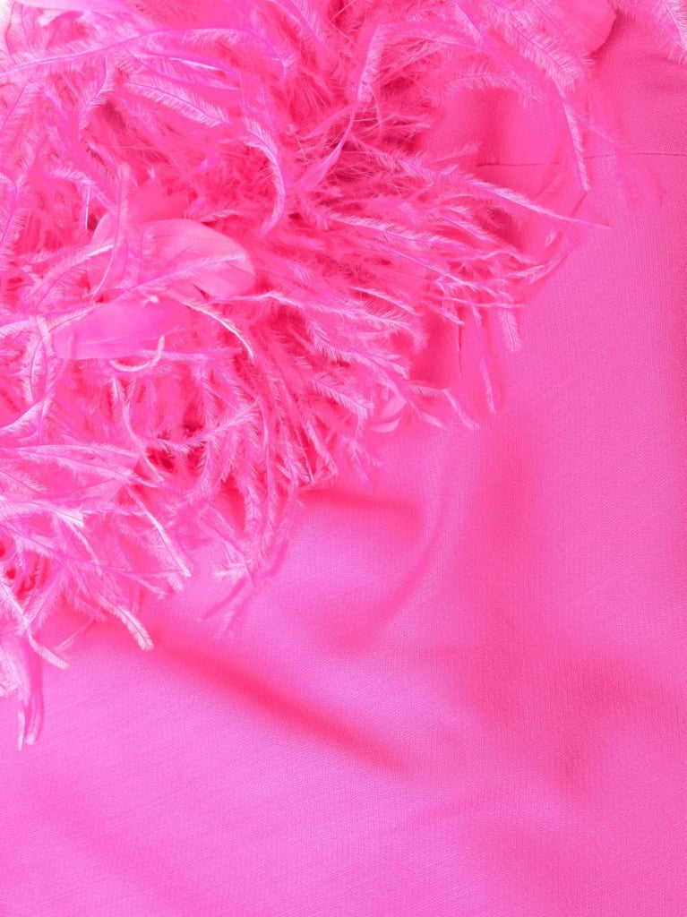 Pink Feather-trim Crepe Couture Mini Dress