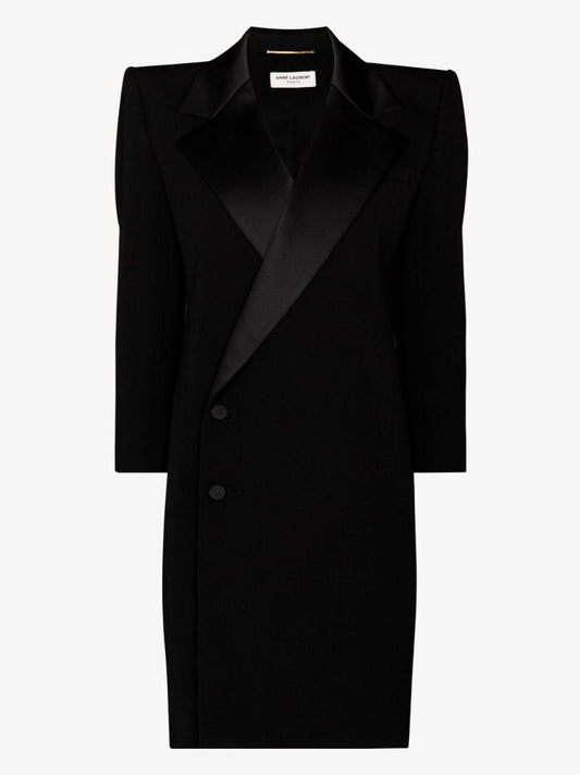 Black Double-breasted Wool Mini Dress