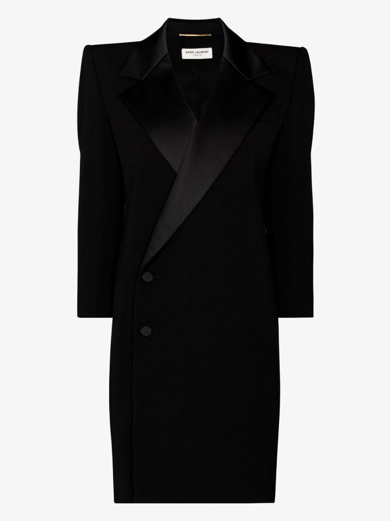 Black Double-breasted Wool Mini Dress