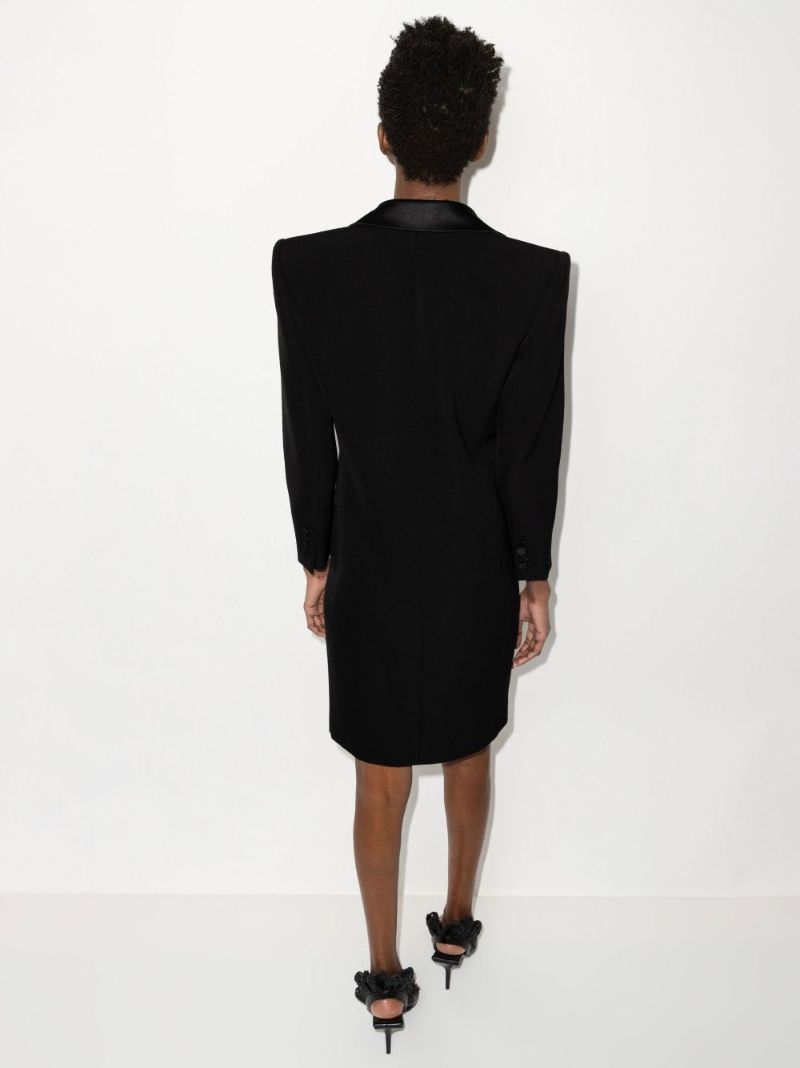 Black Double-breasted Wool Mini Dress