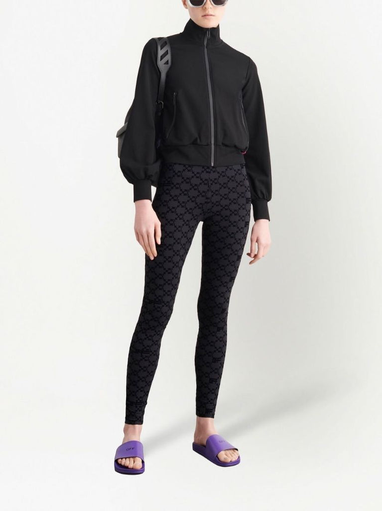 Black Flocked Monogram Leggings