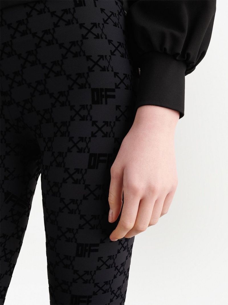 Black Flocked Monogram Leggings