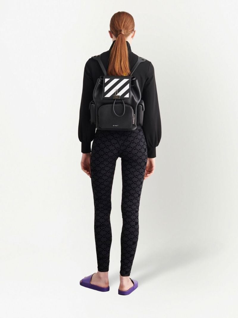 Black Flocked Monogram Leggings