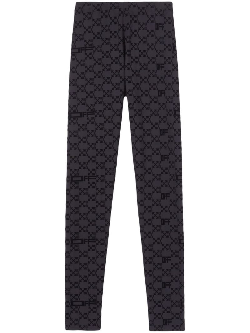 Black Flocked Monogram Leggings