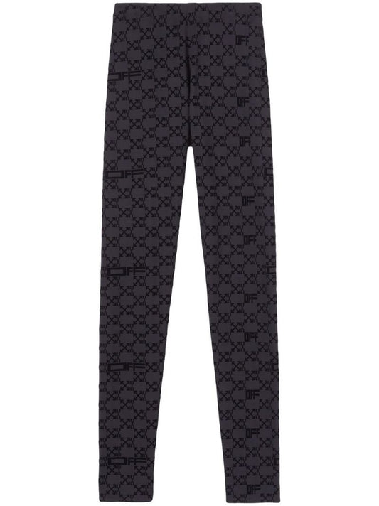 Black Flocked Monogram Leggings