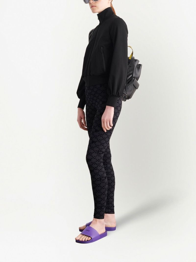 Black Flocked Monogram Leggings
