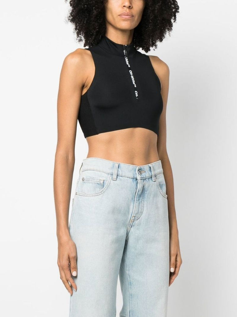 Black Half-zip Cropped Top