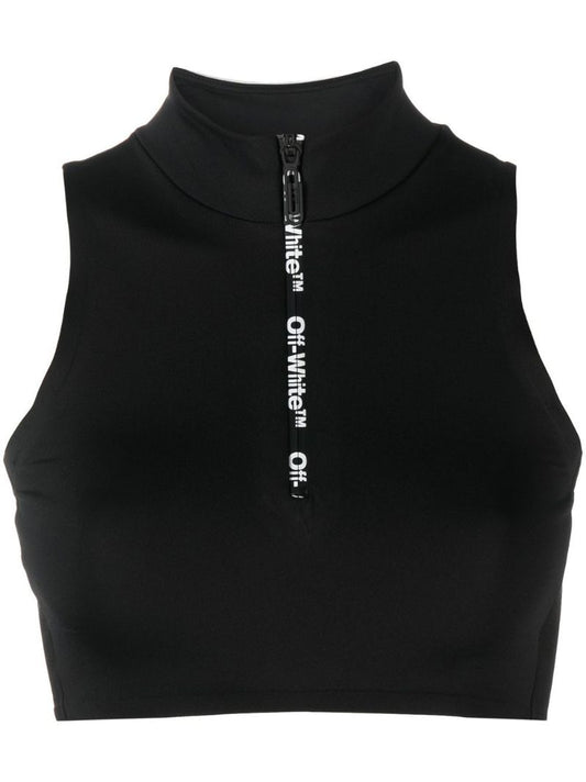 Black Half-zip Cropped Top