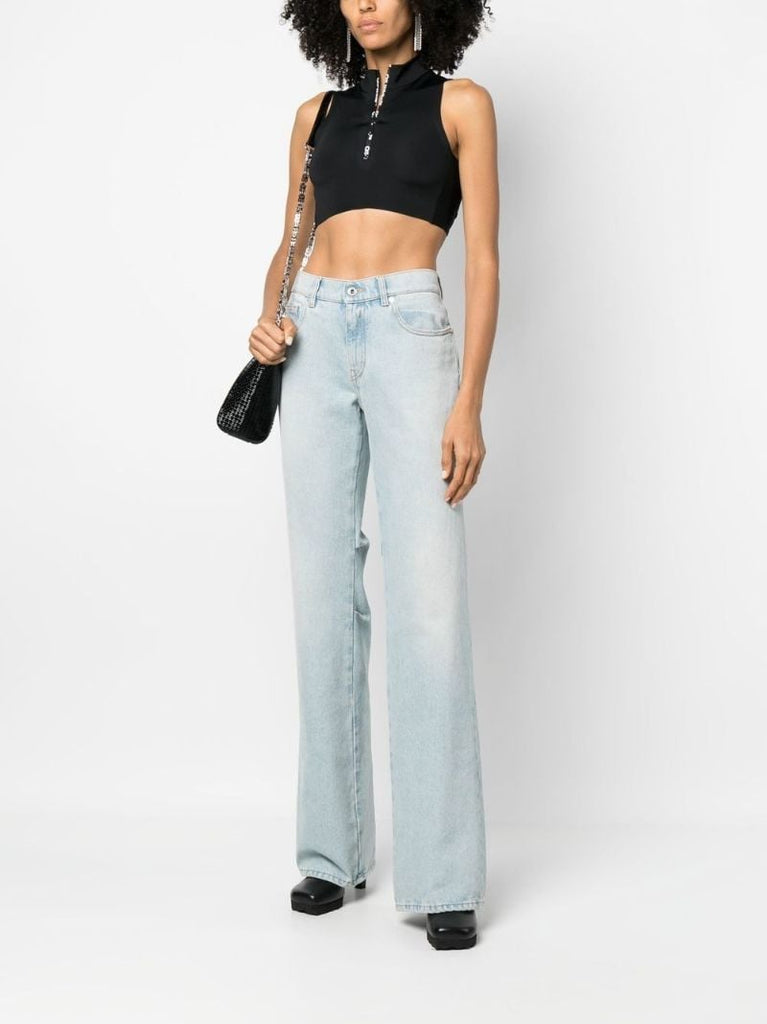 Black Half-zip Cropped Top