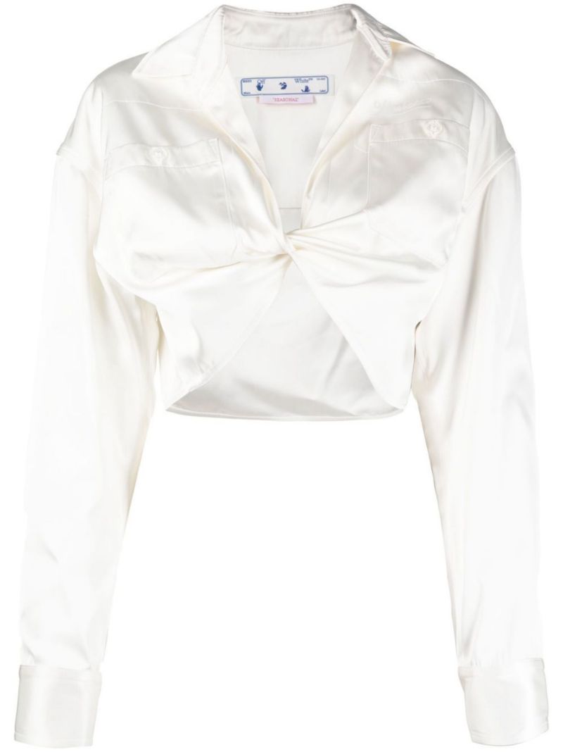 White Duchesse Twist Cropped Shirt