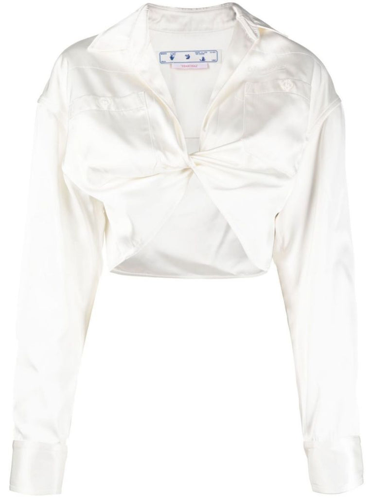 White Duchesse Twist Cropped Shirt