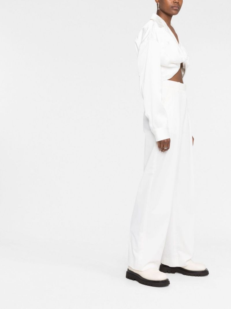 White Duchesse Twist Cropped Shirt