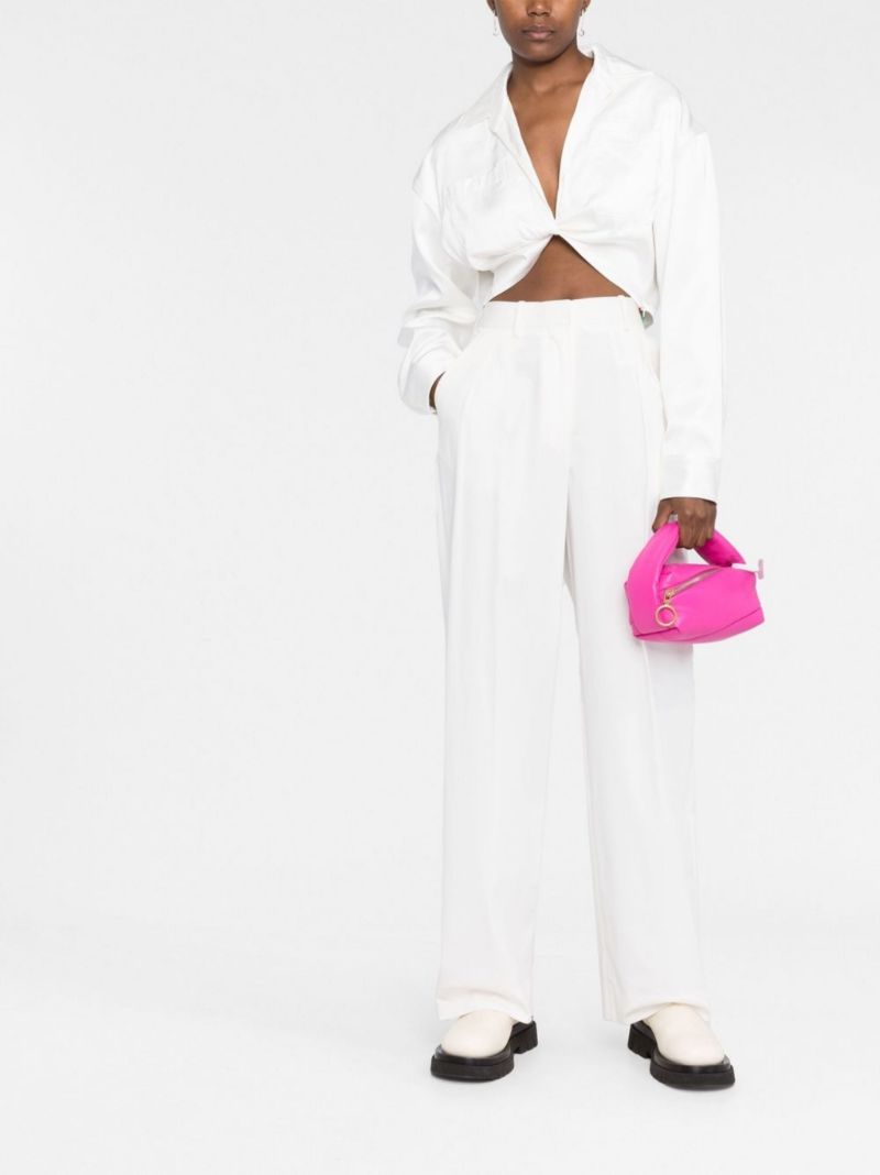 White Duchesse Twist Cropped Shirt