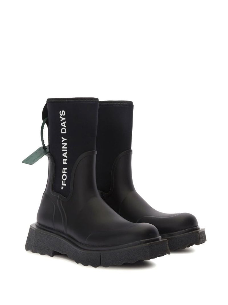 Black Sponge Logo Rain Boots