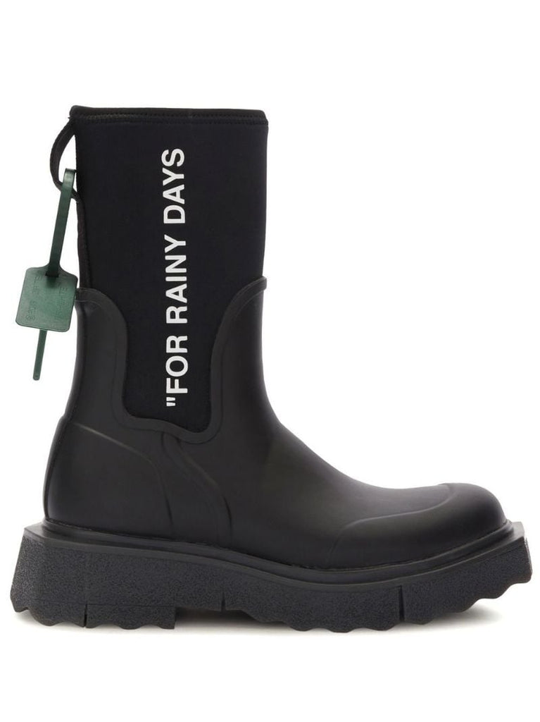Black Sponge Logo Rain Boots