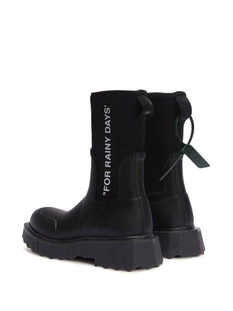 Black Sponge Logo Rain Boots