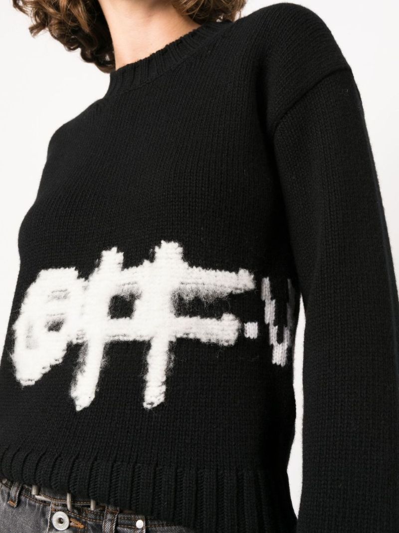 Black Logo Intarsia Wool Sweater