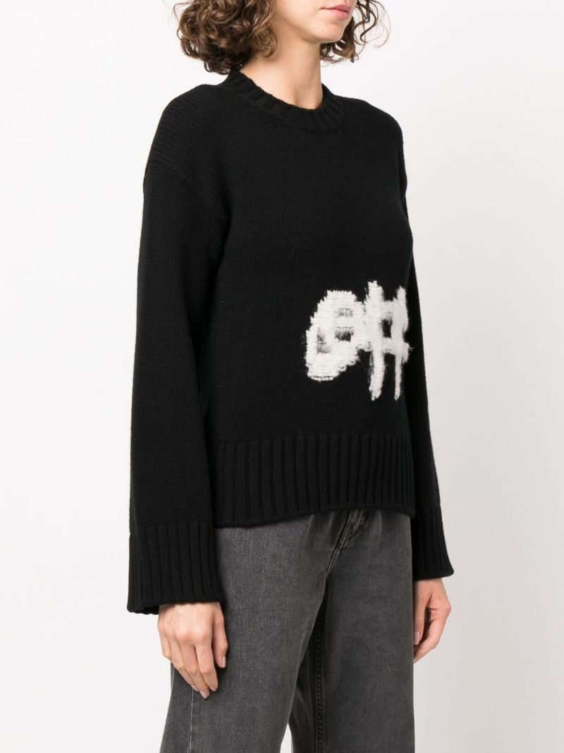 Black Logo Intarsia Wool Sweater