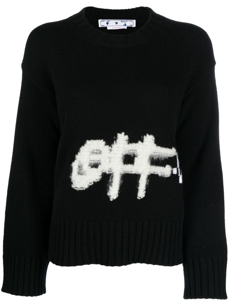 Black Logo Intarsia Wool Sweater