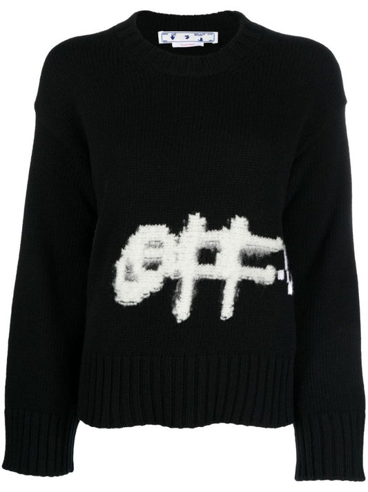 Black Logo Intarsia Wool Sweater