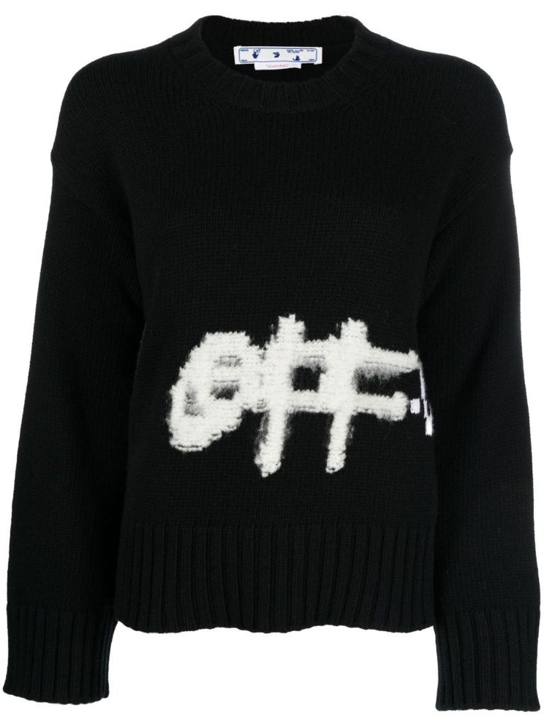 Black Logo Intarsia Wool Sweater