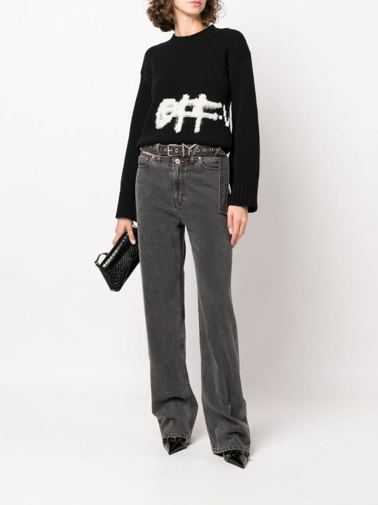 Black Logo Intarsia Wool Sweater