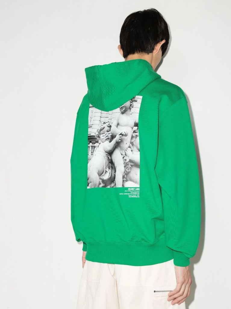 Green Vienna Postcard Print Cotton Hoodie