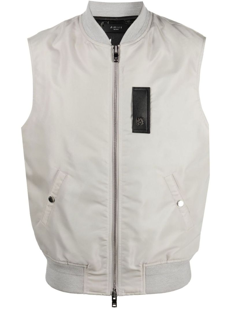 White Sleeveless Bomber Gilet