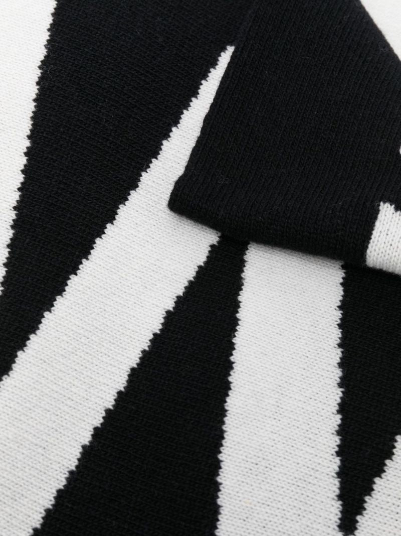 Black Intarsia Logo Wool Scarf