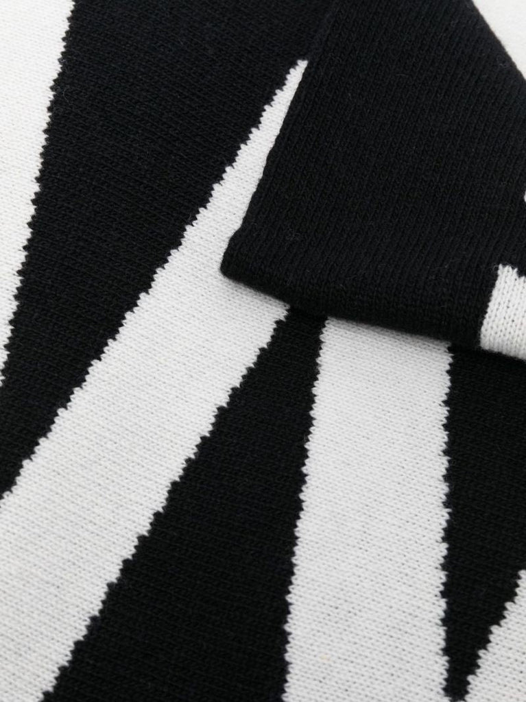 Black Intarsia Logo Wool Scarf