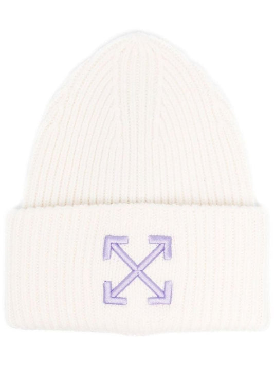 White Arrows Wool Beanie Hat
