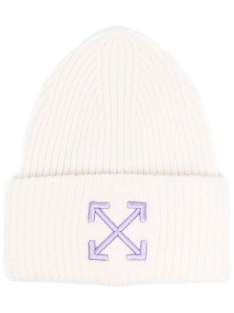 White Arrows Wool Beanie Hat