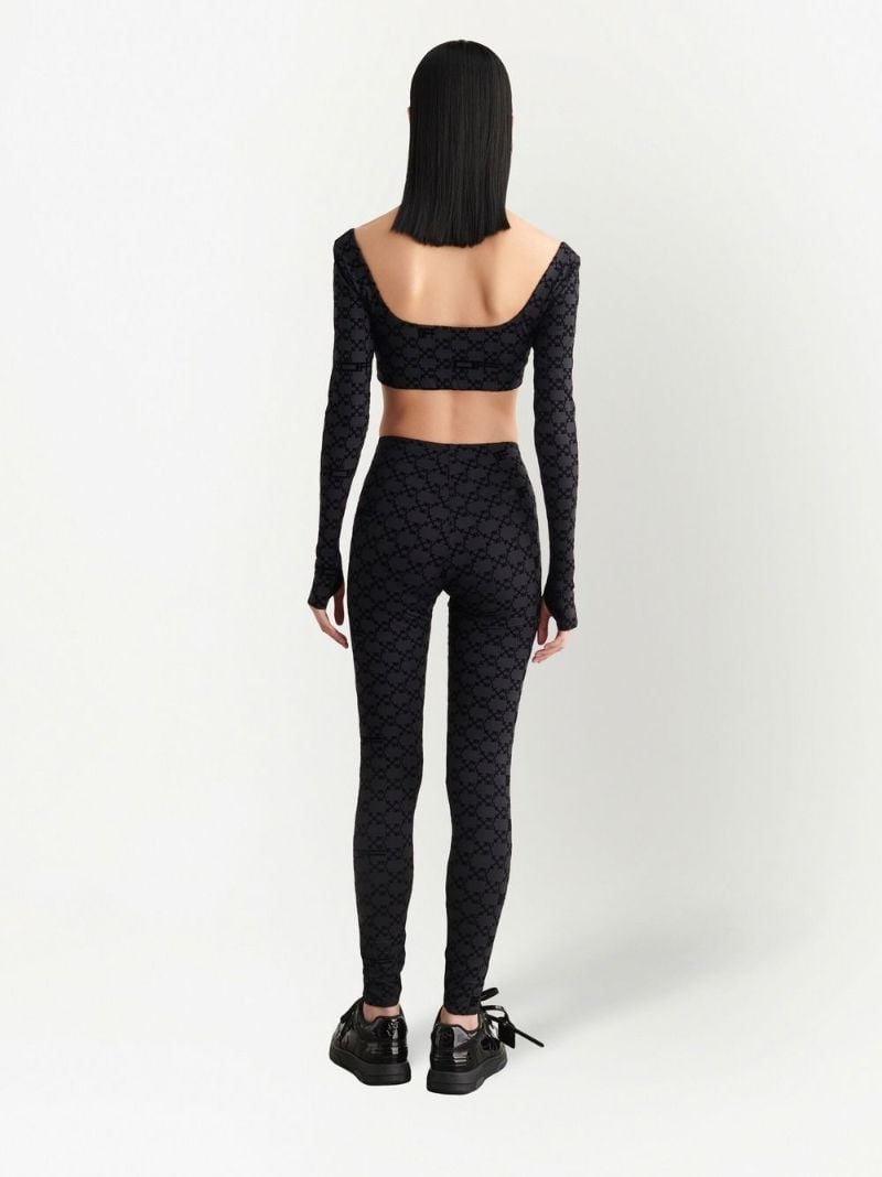 Black Flocked Monogram Crop Top