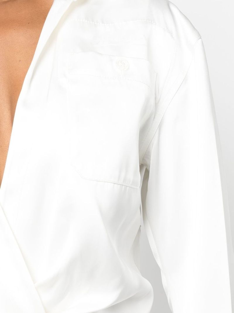 White Twisted Duchesse Midi Shirt Dress