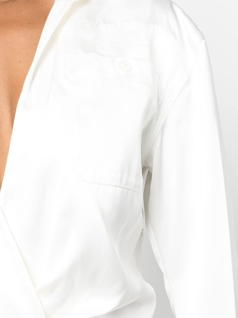 White Twisted Duchesse Midi Shirt Dress