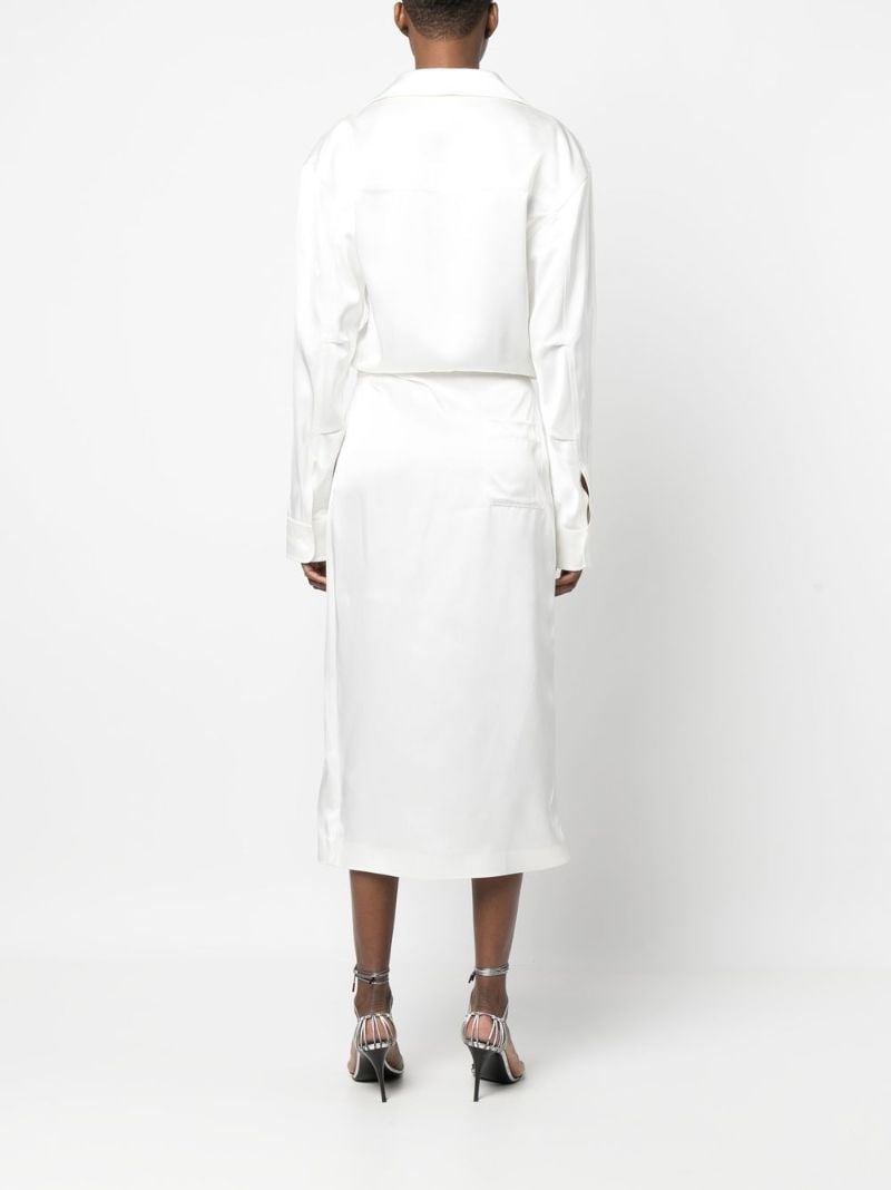 White Twisted Duchesse Midi Shirt Dress
